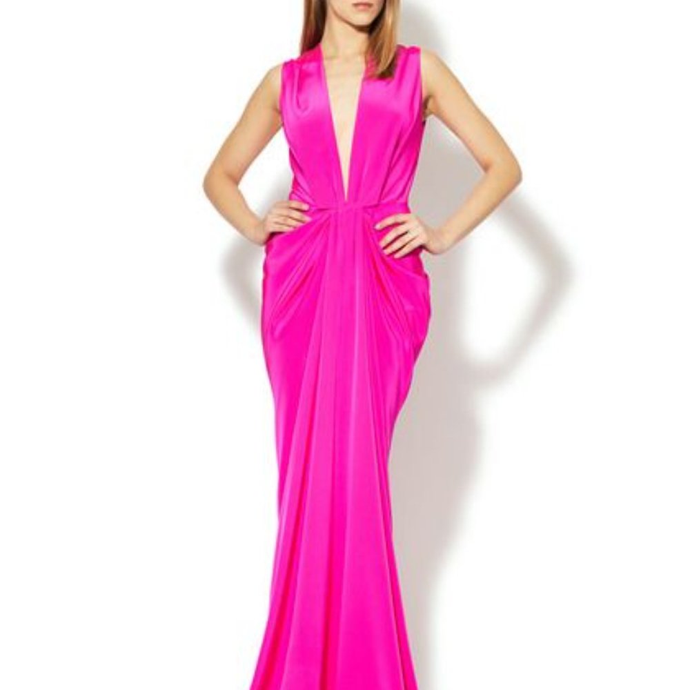Thakoon Aphrodite V-Neck Plunge Gown in Pink NWT